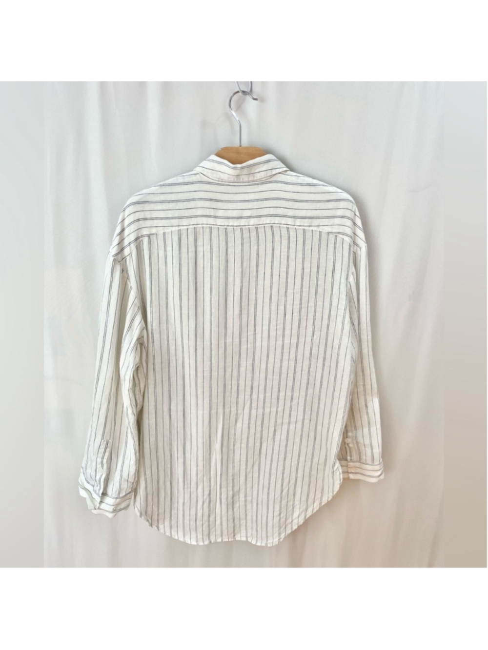 Banana Republic Oversized Premium Linen Striped Button Front Shirt Size M - Picture 3 of 7